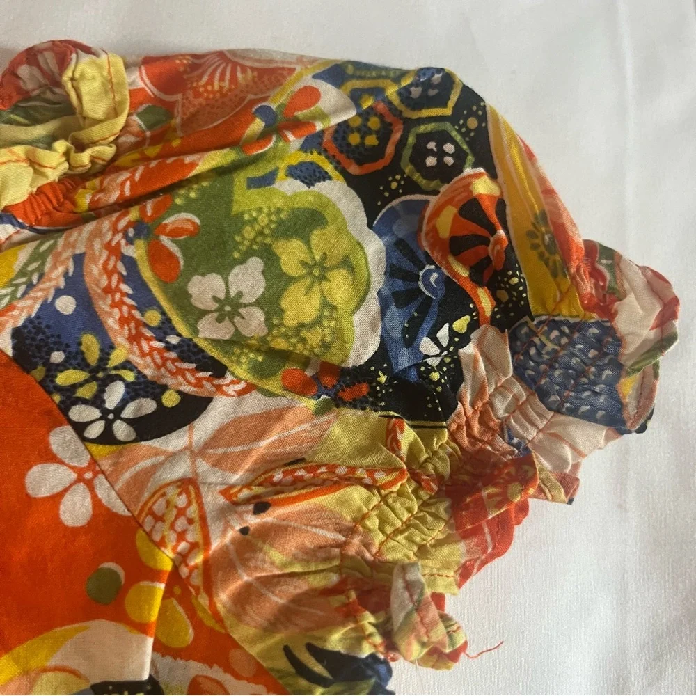 Ralph Lauren Kids Orange Floral Short Sleeve Peplum Cotton‎ Top Sz 3T